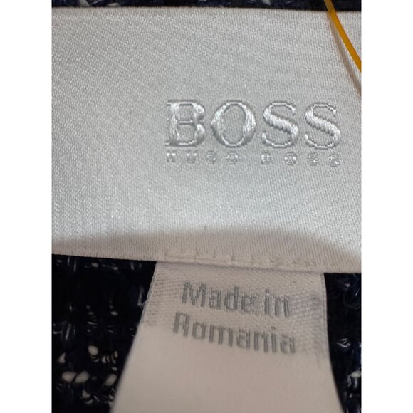 Hugo Boss Womens Tweed Blazer Jacket Black & White Fringe Trim Button Closure - Picture 2 of 9